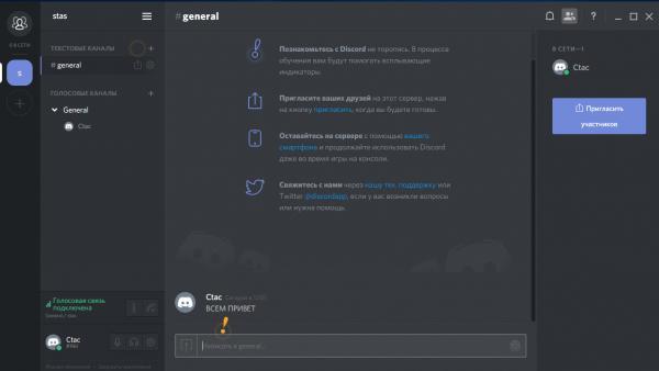Главное окно Discord Главное окно Discord